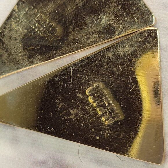 Vintage Mexican Alpaca Earrings Gold-Tone Clip-On Abalone Set Of 2 Pairs - Picture 6 of 7